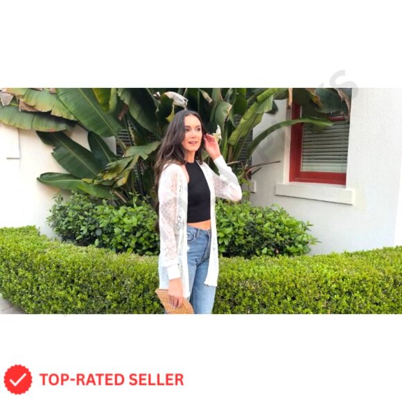 Lightweight Cardigan Sweater Open Front Long Sleeve Boho Casual Beach Coverup - Picture 7 of 7